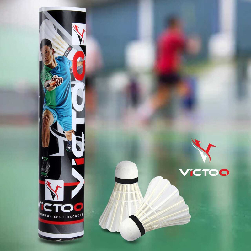 VICTOO Badminton Feather Shuttlecock For Indoor and Outdoor Badminton Shuttle Feather Shuttle  - White(Medium Fast, 78, Pack of 10)