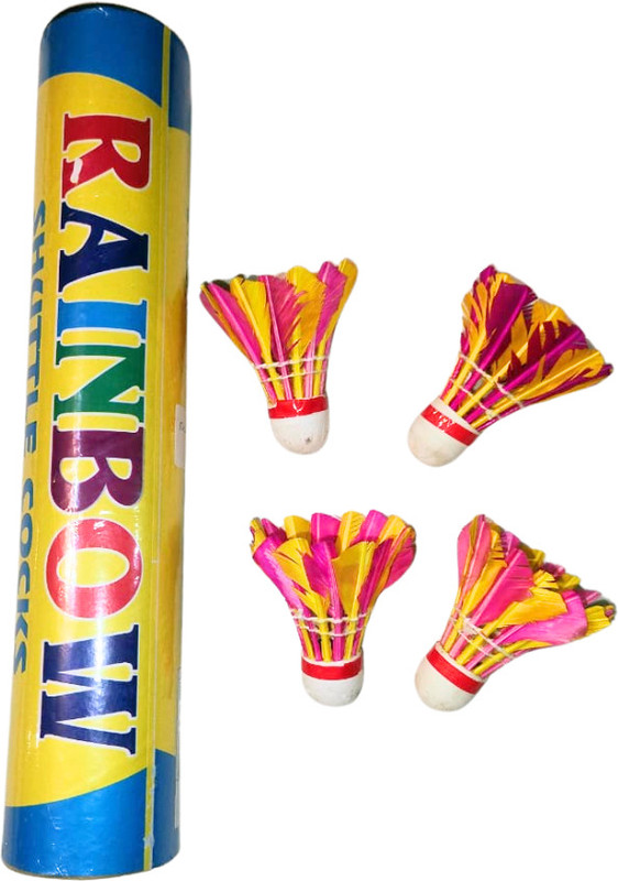 winexsports Premium Color Feather Shuttlecock – High Durability & Smooth Flight (Pack of 10) Feather Shuttle  - Multicolor(Medium Fast, 78, Pack of 10)