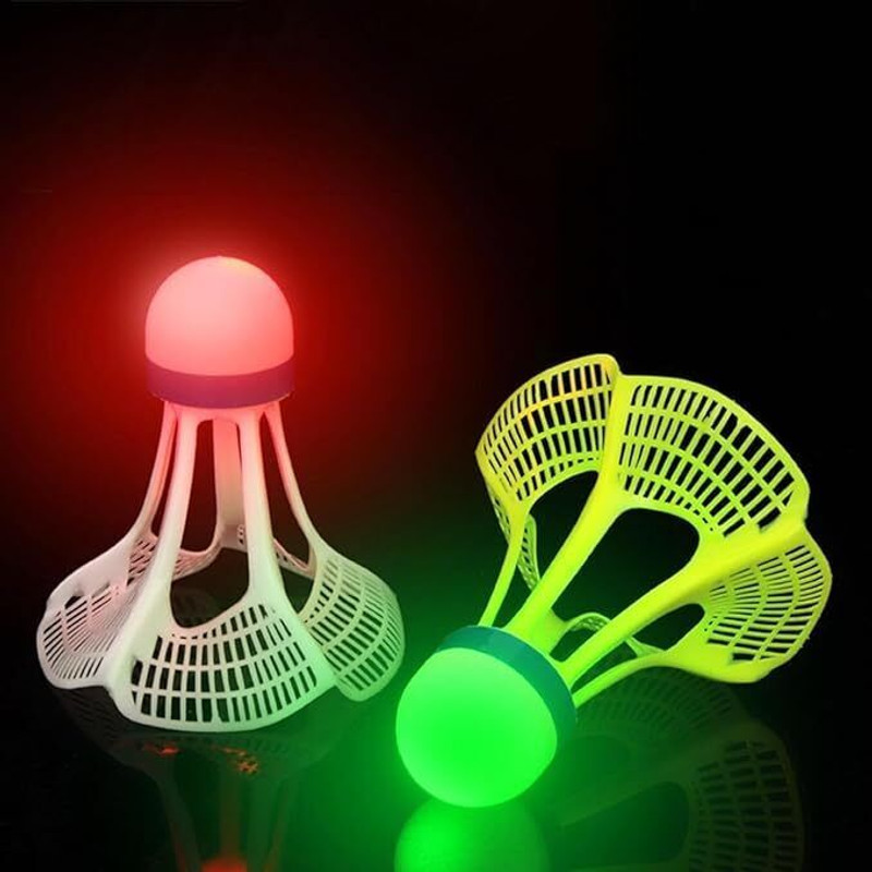 WAMNZO LED Luminous Shuttlecock – Night Play Edition Plastic Shuttle  - Green, Red(Medium, 77, Pack of 2)
