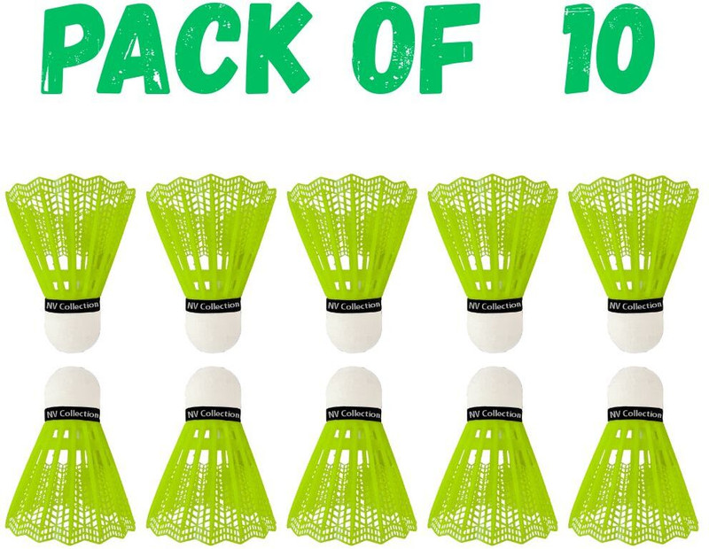 NV COLLECTION Practice Badminton Shuttlecock for Jr. & Sr. Indoor & Outdoor Plastic Shuttle - Multicolor(Medium, 77, Pack of 10)