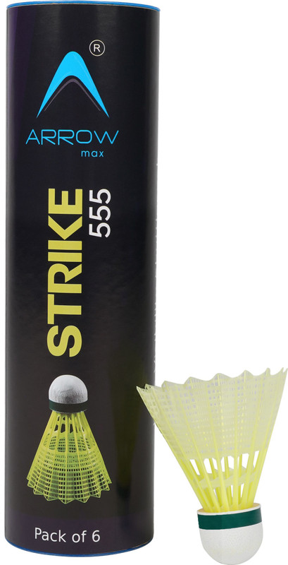 ArrowMax Shuttle cork Badminton Shuttle Basic Nylon Plastic Shuttlecock Plastic Shuttle  - Yellow(Medium Fast, 78, Pack of 6)
