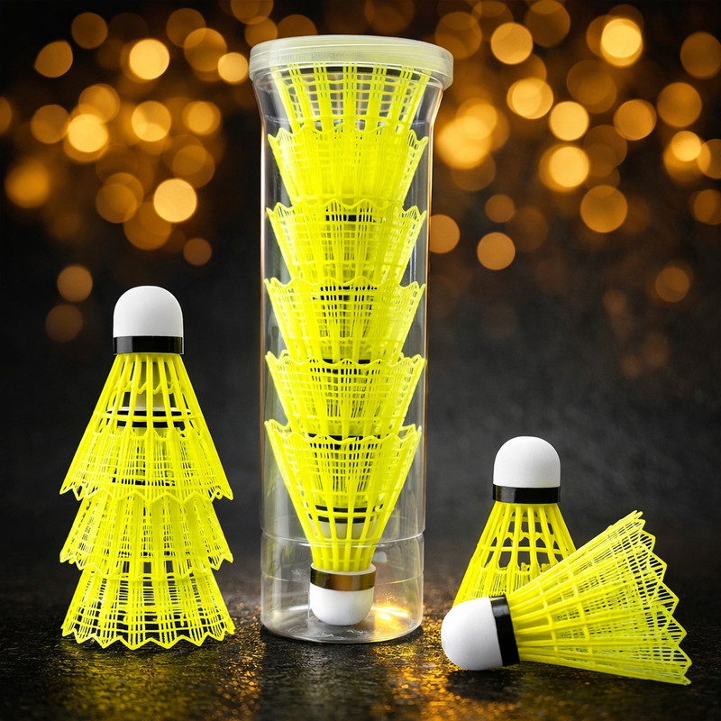 Vortex AFK SPORTS Shuttlecock , ( Medium 77 Pack of 6 ) Plastic Shuttle - Yellow(Medium, 77, Pack of 6)