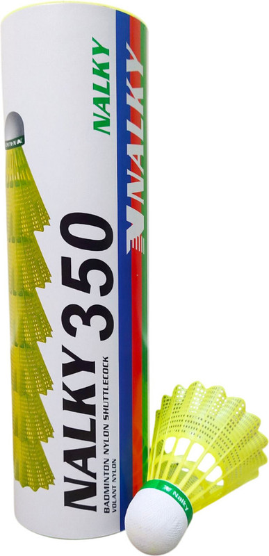 Nalky 350 Badminton Shuttlecock | Stable Flight & Fast Recovery Nylon Shuttle - Yellow(Medium Slow, 76, Pack of 6)