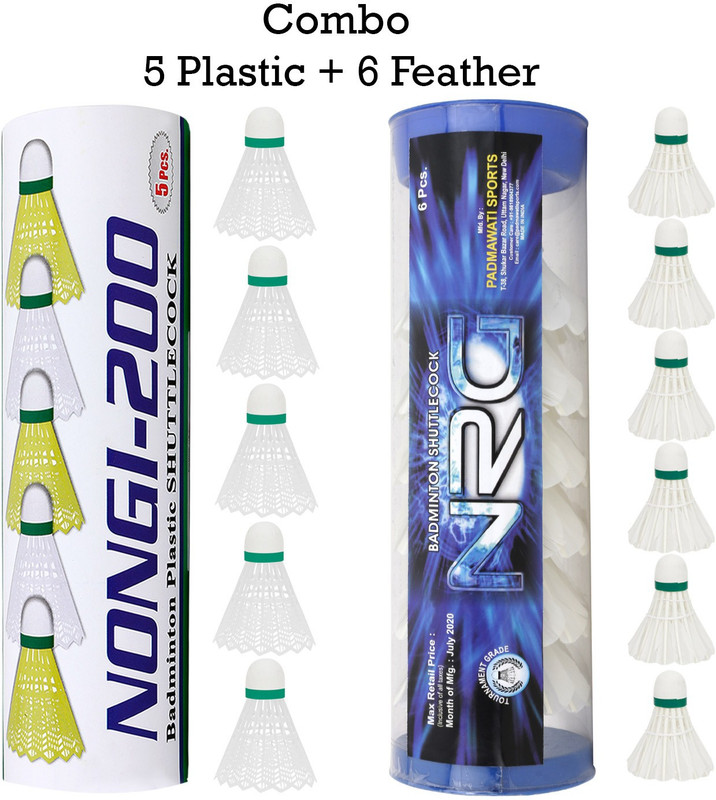 Nongi Badminton Shuttlecock 2 BOX for indoor and outdoor sports Plastic & Plastic Shuttle  - White, Yellow(Medium, 77, Pack of 6)