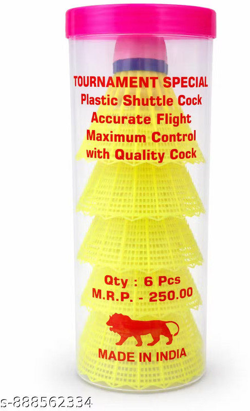 Wind Power Plastic Shuttlecock Pack of 6 Nylon Badminton Shuttlecocks Plastic Shuttle  - Green(Medium, 77, Pack of 6)
