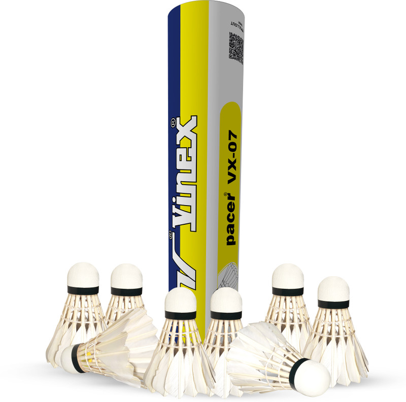VINEX Badminton Duck Feather Shuttlecock – Pacer| Superior Stability, Durable Feather Shuttle  - White(Fast, 79, Pack of 12)