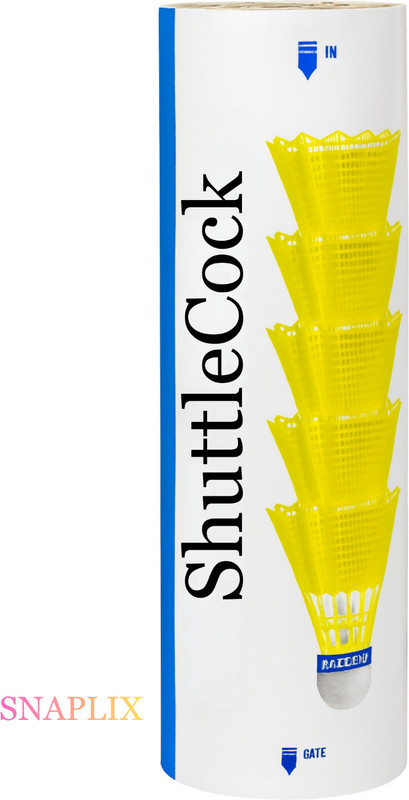 Snaplix StrikeLine AeroGlide Durable Shuttlecock for Club & School Matches Nylon Shuttle - Yellow(Slow, 75, Pack of 6)