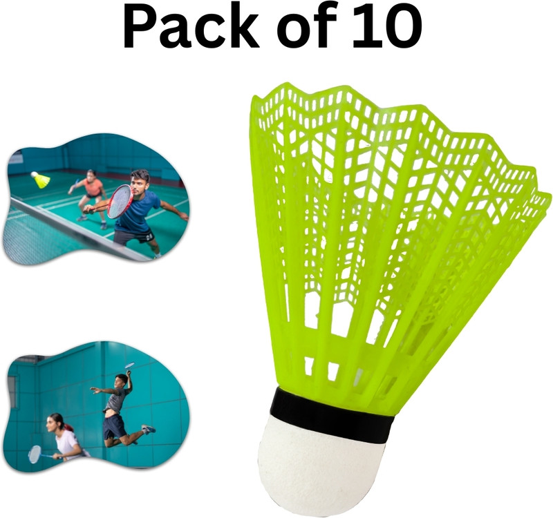 NV COLLECTION Tournament-Grade Nylon Practice Shuttlecock with Stable Flight Plastic Shuttle  - Multicolor(Medium, 77, Pack of 10)