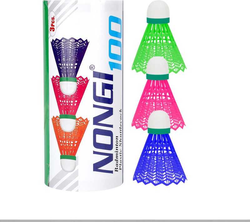 Nongi Designer D1 cork for Indoor, Outdoor Badminton Sports Feather Shuttle  - Multicolor(Medium, 77, Pack of 10)