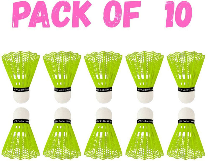 NV COLLECTION Practice Shuttlecock made from durable Nylon material Plastic Shuttle - Multicolor(Medium, 77, Pack of 10)
