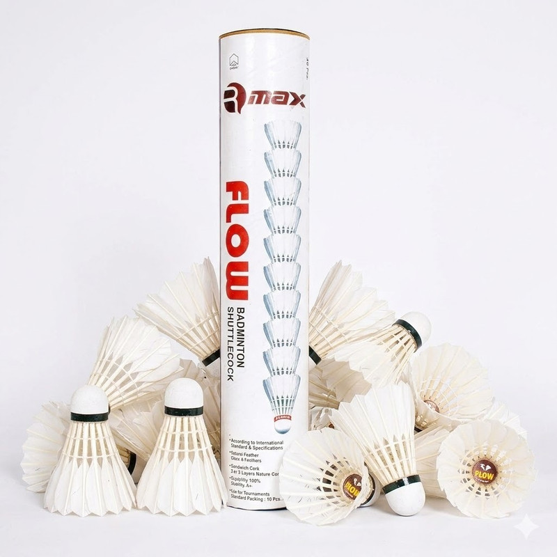 Rmax Feather Badminton Shuttlecocks, High Speed Shuttles (Pack of 10) Feather Shuttle - White(Fast, 79, Pack of 10)