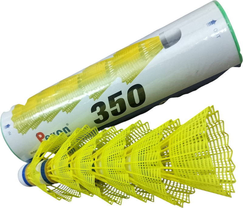 shriji radha High quality badminton neon shuttlecock (6 pc pack Nylon Shuttle  - Yellow(Medium Fast, 78, Pack of 1)