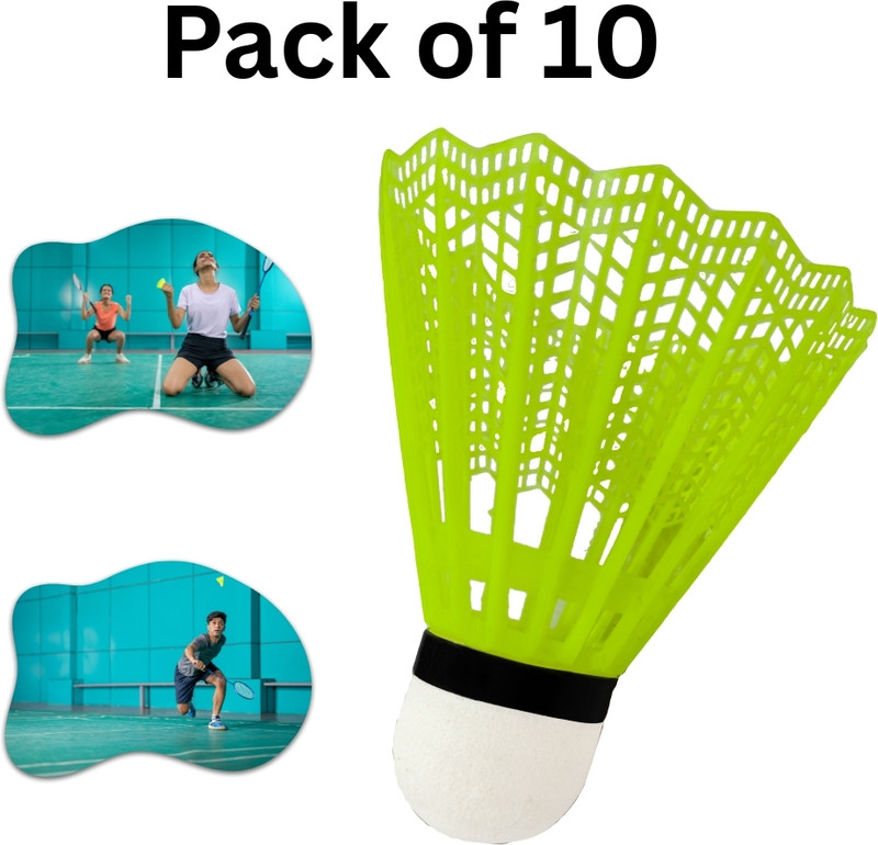 CTC CREATION Premium Nylon Badminton Shuttles with Feather-like Performance Plastic Shuttle - Multicolor(Medium, 77, Pack of 10)