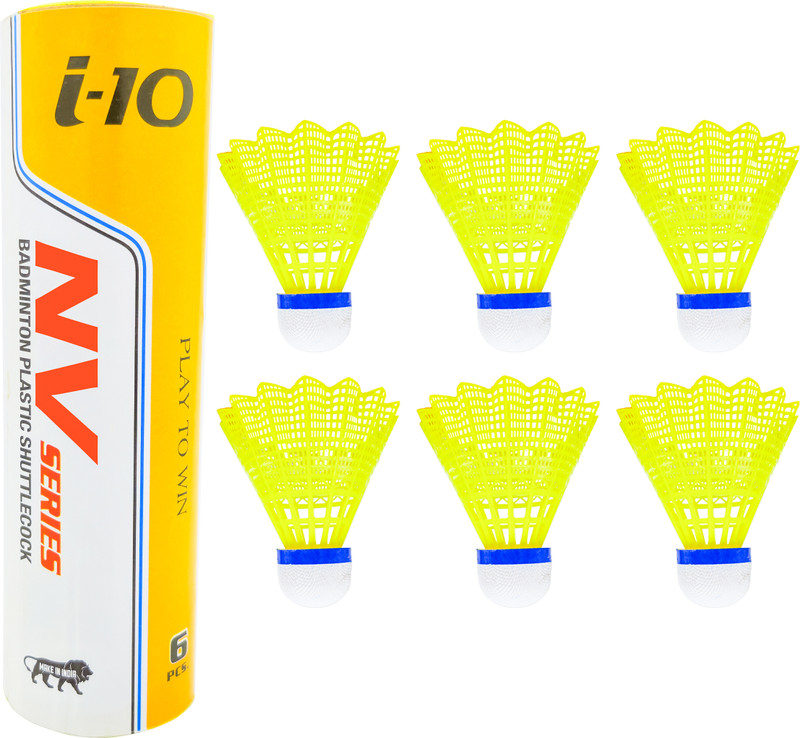 NV COLLECTION NV Series i-10 6-Piece Shuttlecock Pack for Training & Matches Plastic Shuttle - Multicolor(Medium, 77, Pack of 6)
