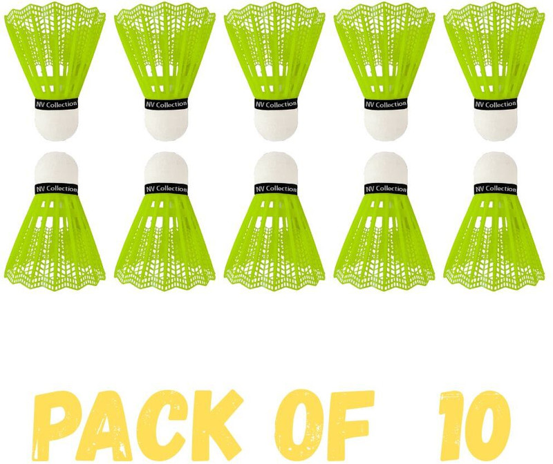 NV COLLECTION Long-lasting plastic shuttlecock for all-condition play Plastic Shuttle - Multicolor(Medium, 77, Pack of 10)