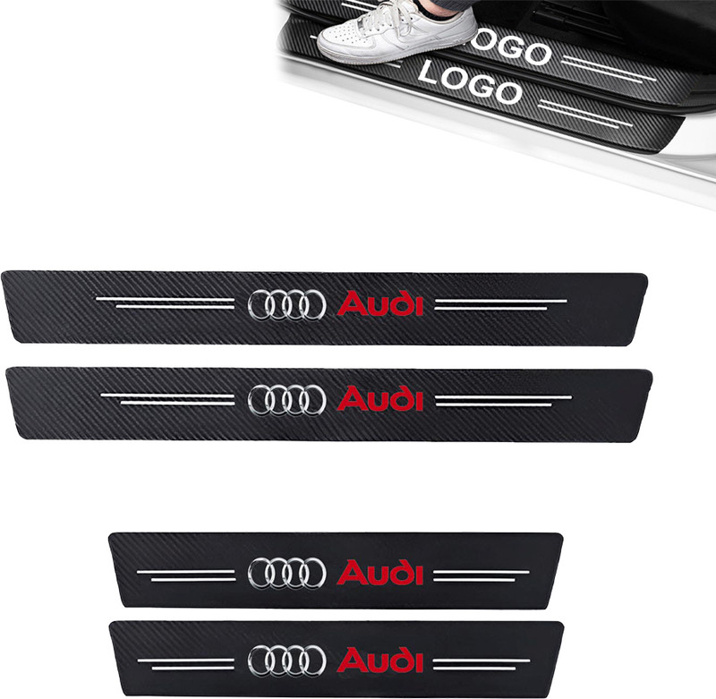 brainle 4PCS Protective Carbon Fiber Car Door Sill Steps Covers Scratch Pad (For-AUDI) Door Sill Plate