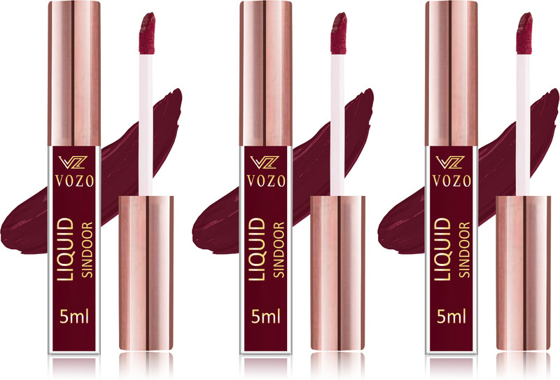 VOZO Intense Maroon Liquid Sindoor Waterproof and Smudge proof Pack of-3 Liquid Sindoor(Maroon)