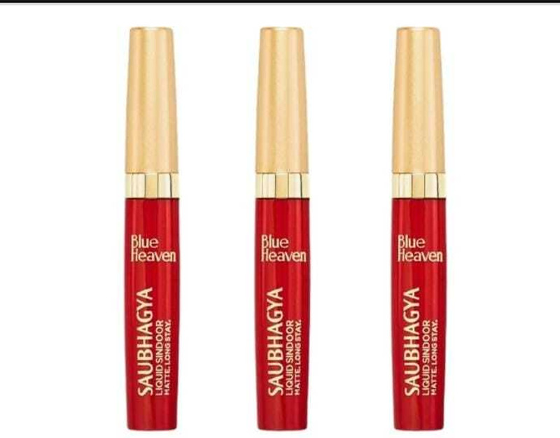 BLUE HEAVEN SAUBHAGYA LIQUID SINDOOR MATTE FINISH 8 ML(RED) PACK OF 3 SINDOOR(Red)