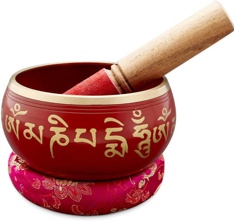 The Healing Store TIBETAN SINGING BOWL 3 INCH RED COLOUR FOR MEDITATION MUSIC INSTRUEMENT Singing Bowl