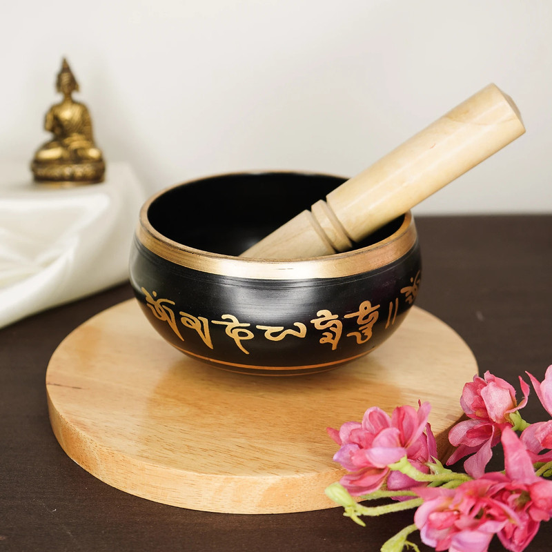 Ekhasa Pure Bronze Black Handmade Tibetan Meditation (5 inch) Singing Bowl