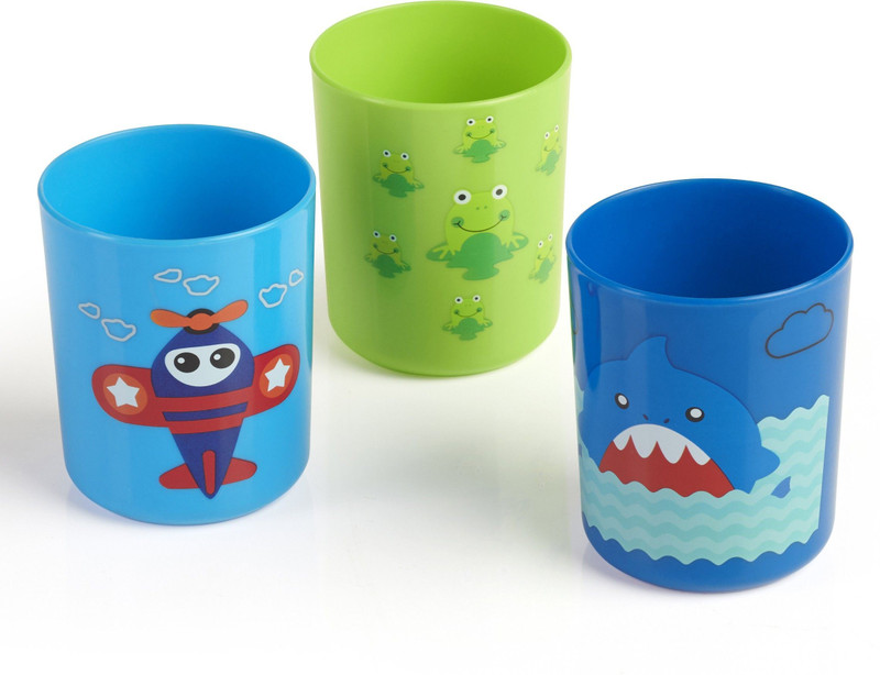 Beebaby Boo Boo Cups / Tumblers. 3pcs Set. (240 ML , 8Oz.) - Blue & Green. 18M+(Blue & Green.)