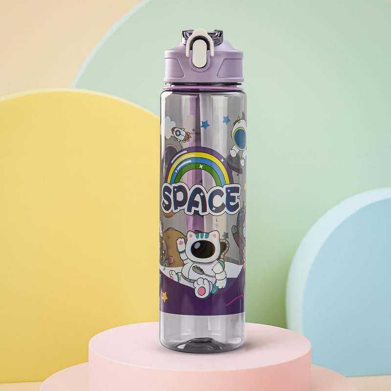baybee Galaxy Kids Water Bottle 800ml Leak-Proof Baby Sipper Bottle with Flip Lock Lid(Purple)