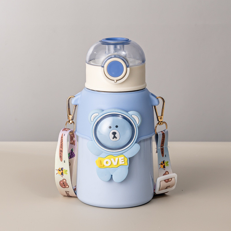 KidSy Insulated Stainless Steel Hot and Cold Sipper Water Bottle For Kids(500ml)(Blue)