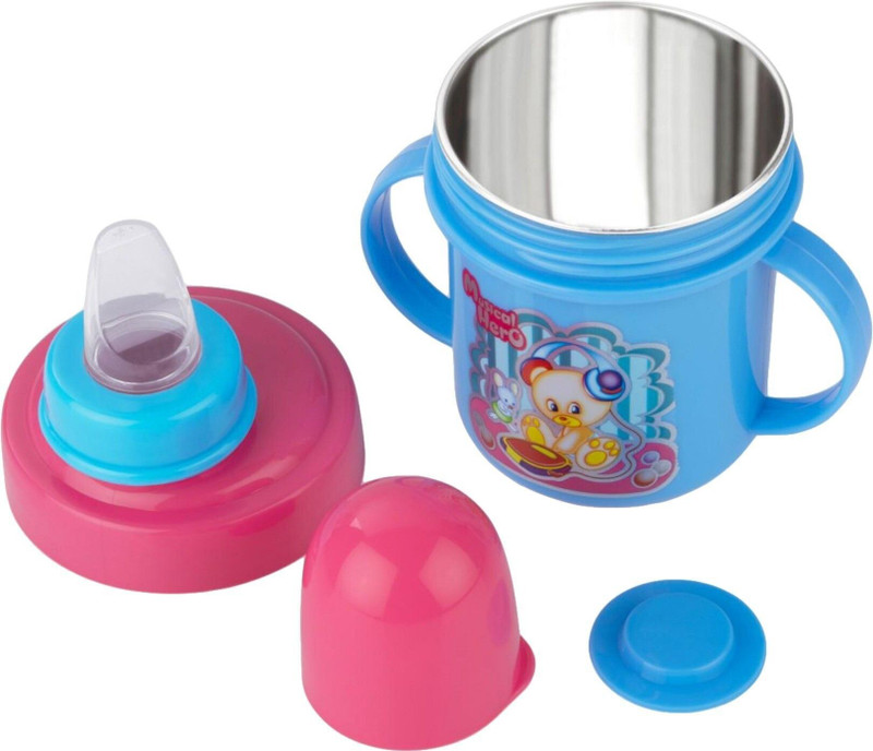 Nabhya Stainless Steel Plastic Baby Spout Sipper Cup for Kids Age 3-18 Months-(250ml)(Light Blue)