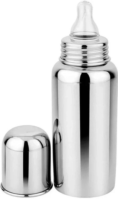 TieCarts Baby Stainless Steel Water Milk Feeding Bottle for Kids/ New-Born 304 Grade BPA(Silver)