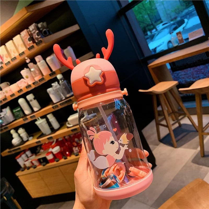 rashi Water Bottle with Straw & Strap Sipper Water Bottle for Kids (Random print)(Multicolor)