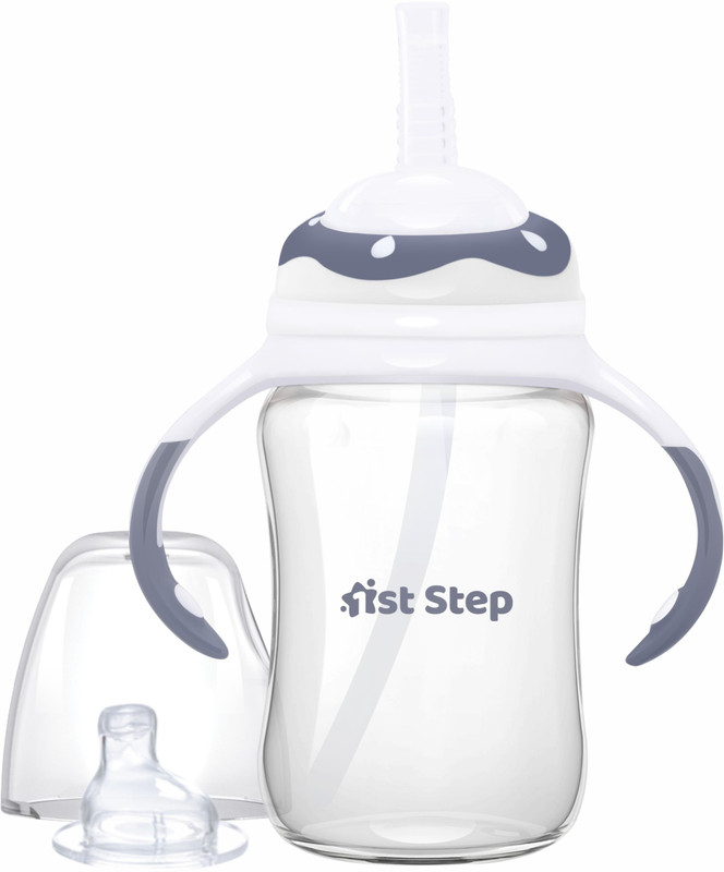 1st Step TRITAN Non-Spill Interchangeable Sipper/Sippy Cup With Soft Silicone Spout and Straw(White)