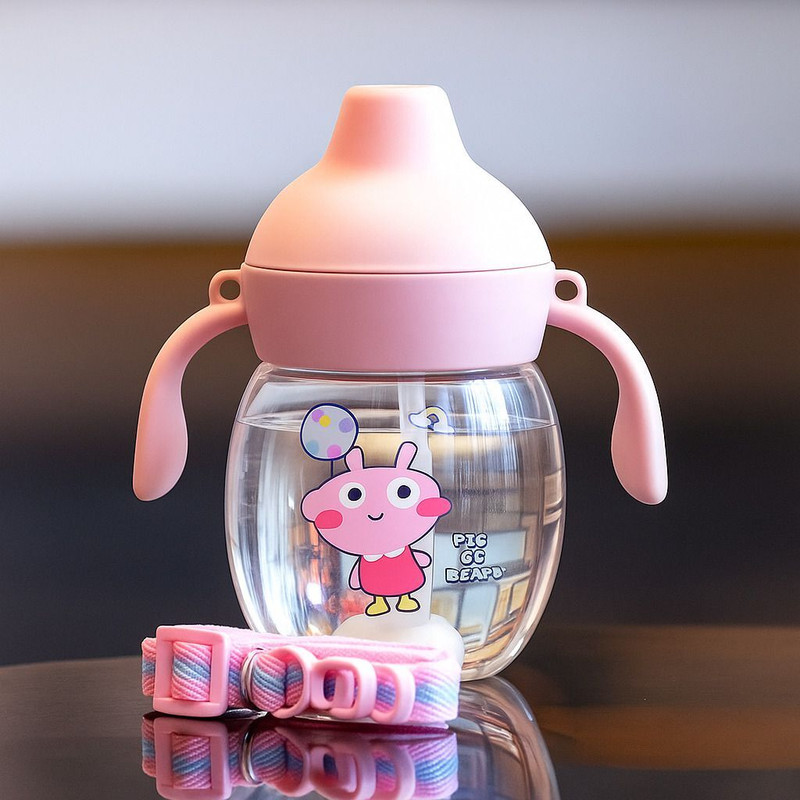 Magic Pebbles Little Baby Sipper/Sippy Cup, Anti-Spill Soft Silicone Spout, 6m+(Pink)