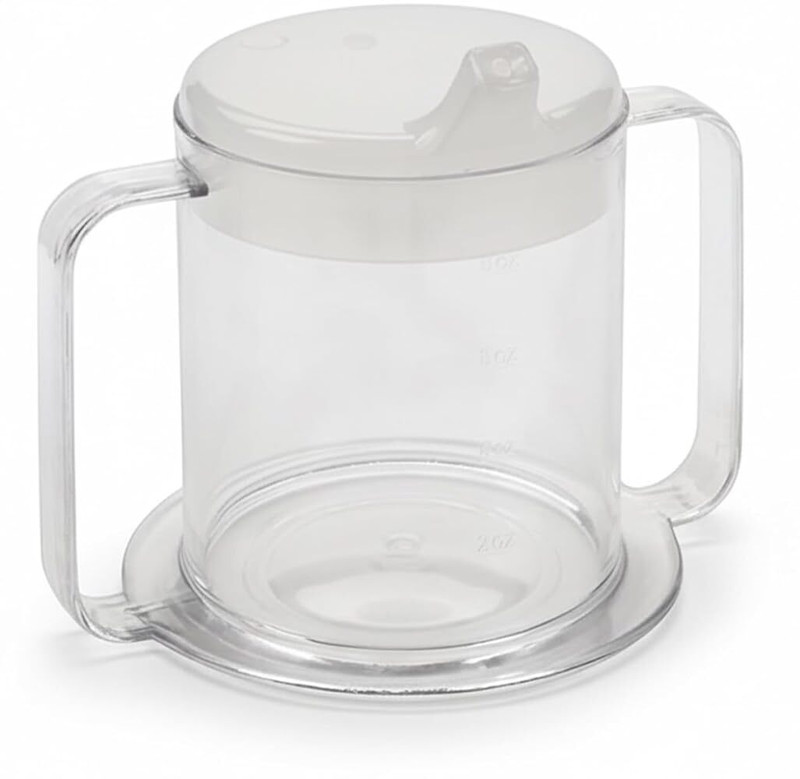 abley's Adult Dual-Handle Sippy Cup - 300ml Spill-Resistant Mug(White)