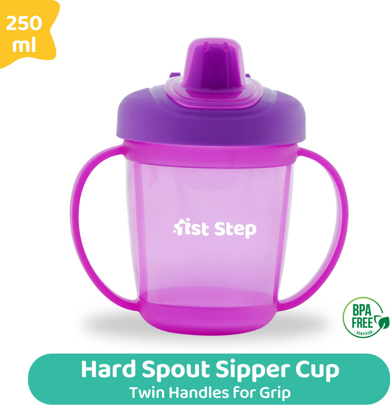 1st Step BPA Free Anti-Spill Hard Spout Baby Sipper Cup with Twin Handle & Cover - 250ml(Pink)