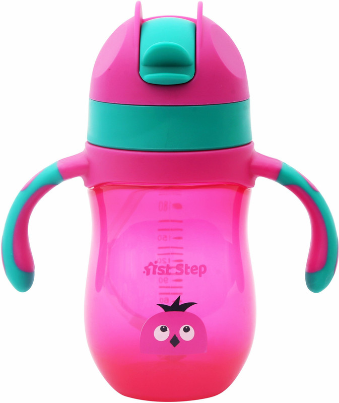 1st Step 220ml Birdie BPA Free Non-Spill Sipper / Sippy Cup With Soft Silicone Straw(Pink)