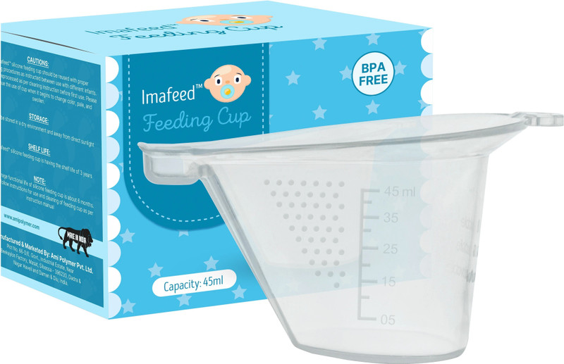 Imafeed Boilable Reusable Baby Feeding Silicone Cup (Pack-1) - 45 ml.(Transparent)