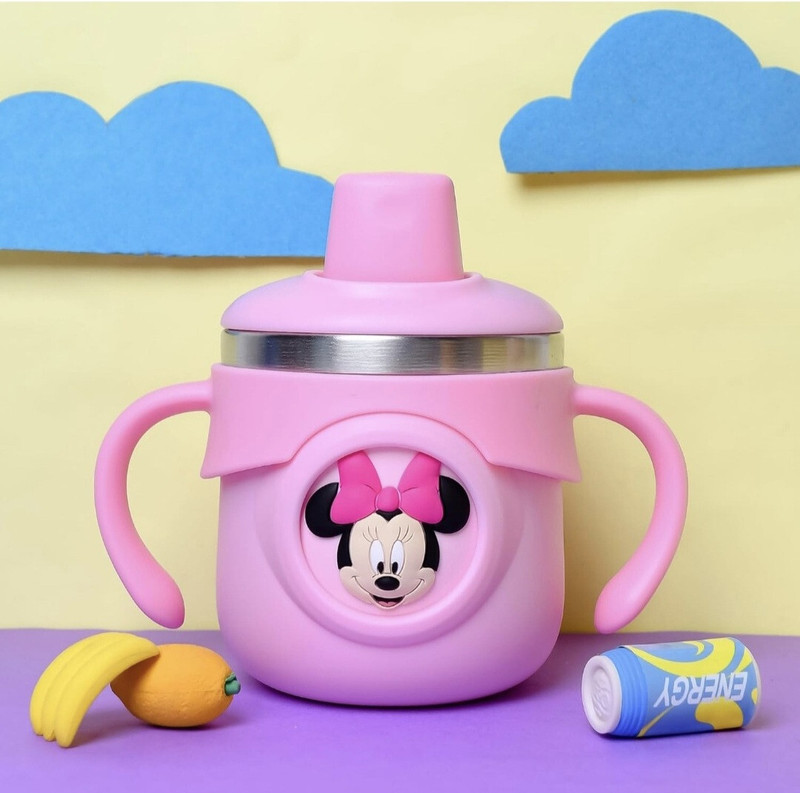 beeby Insulated Stainless Steel Hot and Cold Spout Sipper Water Bottle For Baby(260ml)(Pink)