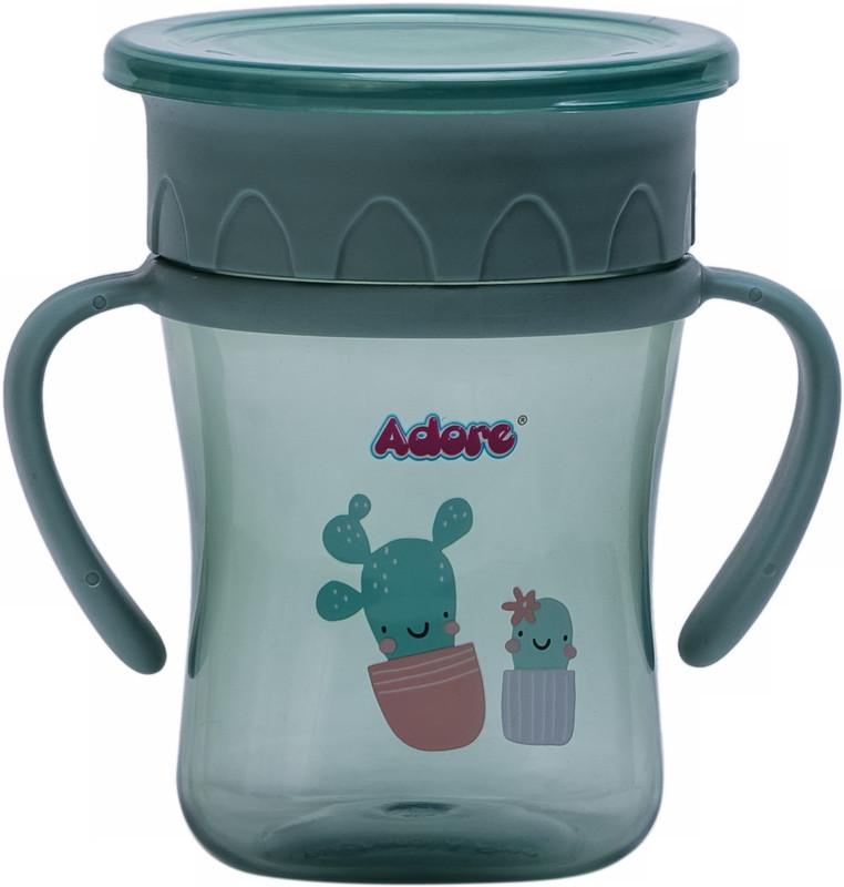 Adore Magic 360 Degree Sipper Cup w Handle & Dust Free Hood- Sip from any side -(Green)
