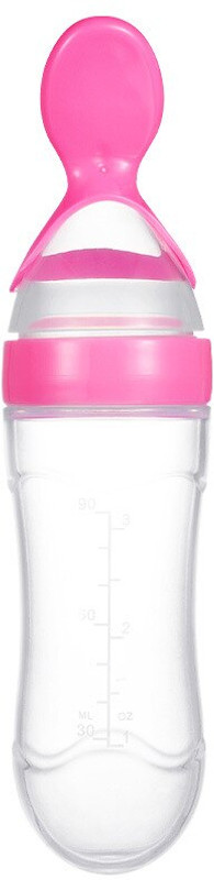 wahh Baby Spoon Bottle Feeder Dropper Silicone Spoons Feeding Kids Toddler (Pink)(Pink)