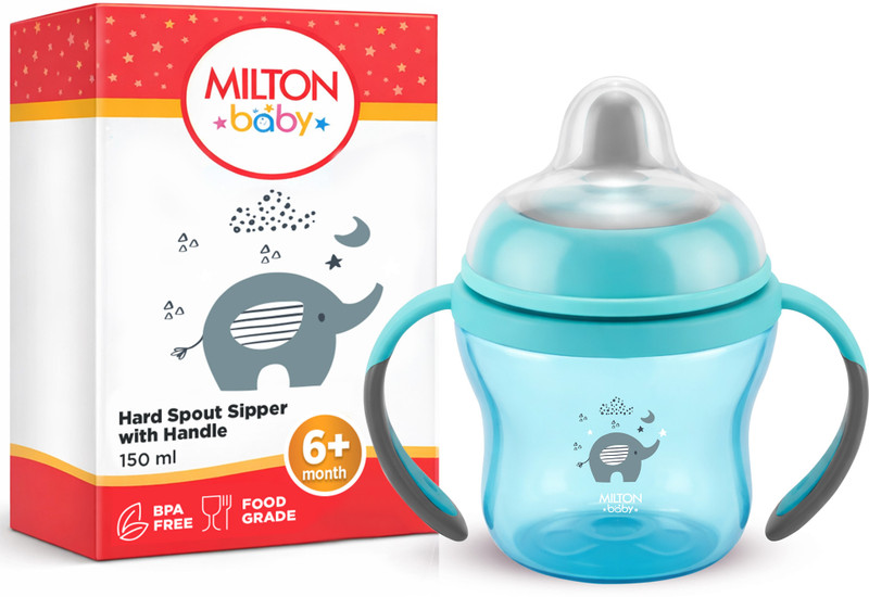 Milton Baby Hard Spout Sipper Bottle | No-Spill Design, for kids 6+ Month,150 ml, Light Blue(Light Blue)