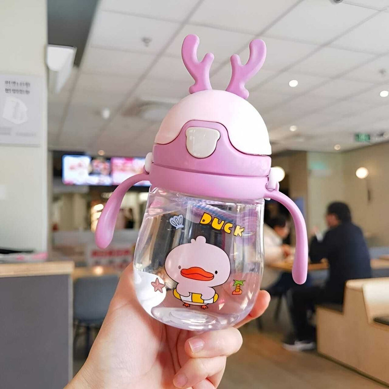 RaoSons Baby Sipper Bottle with Straw, Strap & Handles | 350ml | BPA-Free |(Pink)