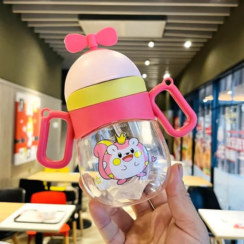 krishnaa enterprises Milk Water Bottle For Baby Straw Sipper Cup with Handle & Anti Spill Lock(Pink)