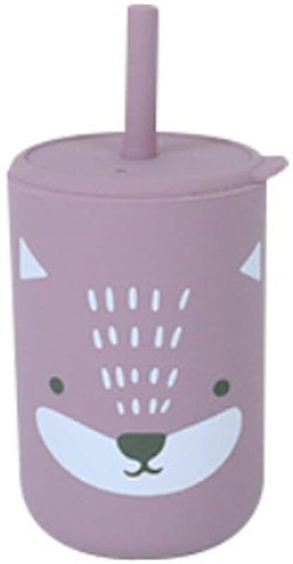 GUCHIGU Baby silicon sipper cup with straw training system, 100% BPA free Sippy cup(Purple)