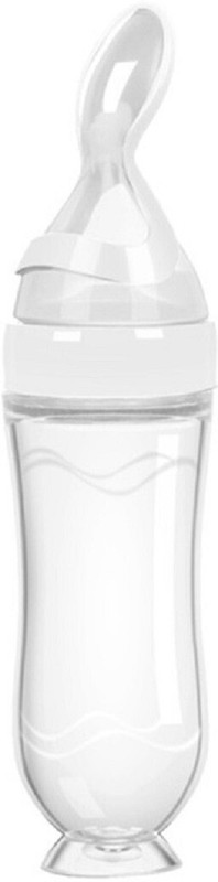 TINNY TOTS Baby Silicone Squeezy Spoon Bottle Sipper For Solid & Semi Solid Foods Feeder(WHITE STAND)