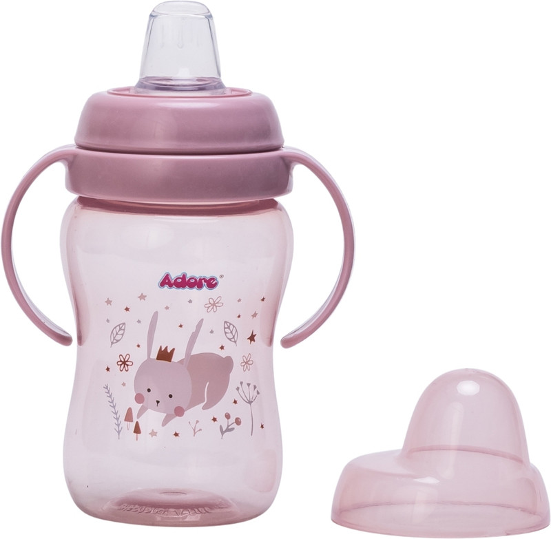 Adore ARRO Soft Spout Sipper with Dust Free Cap and Twin Handle- 270ml(Pink)