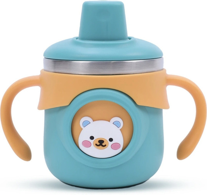 KidSy Insulated Stainless Steel Hot and Cold Spout Sipper Water Bottle For Baby(260ml)(Green)