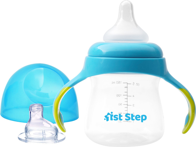 1st Step 2 in 1 BPA Free Anti-Spill Soft Spout Baby Feeding Bottle Cum Sipper Cup- 150ml(Blue)