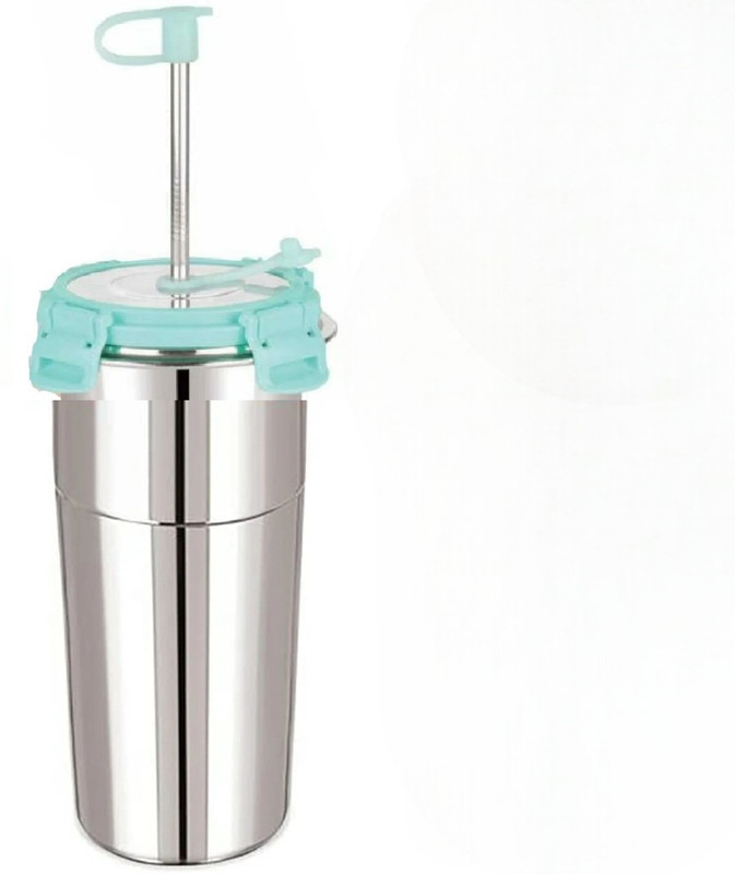 Porquepine Stainless Steel Leak Proof Tumbler glass with Straw & Brush(Steel)