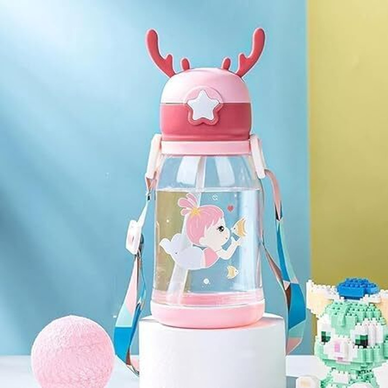 Vadhavan Kids Portable Sipper Water Bottle Cute Cartoon Print for Children's(Multicolor)
