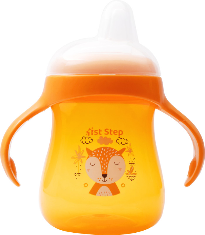 1st Step Matte Collection BPA Free Soft Spout Sipper With Twin Handles for Easy Grip(Orange)